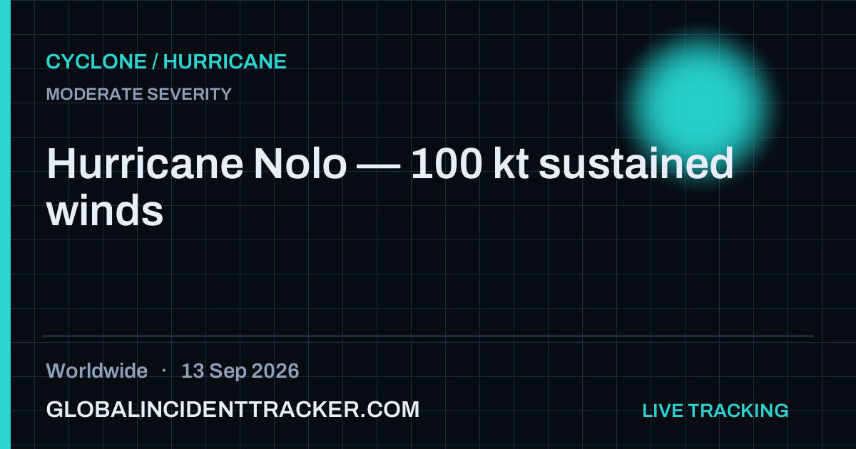 Hurricane Nolo — 100 kt sustained winds — Timeline and Sources — 13 ...