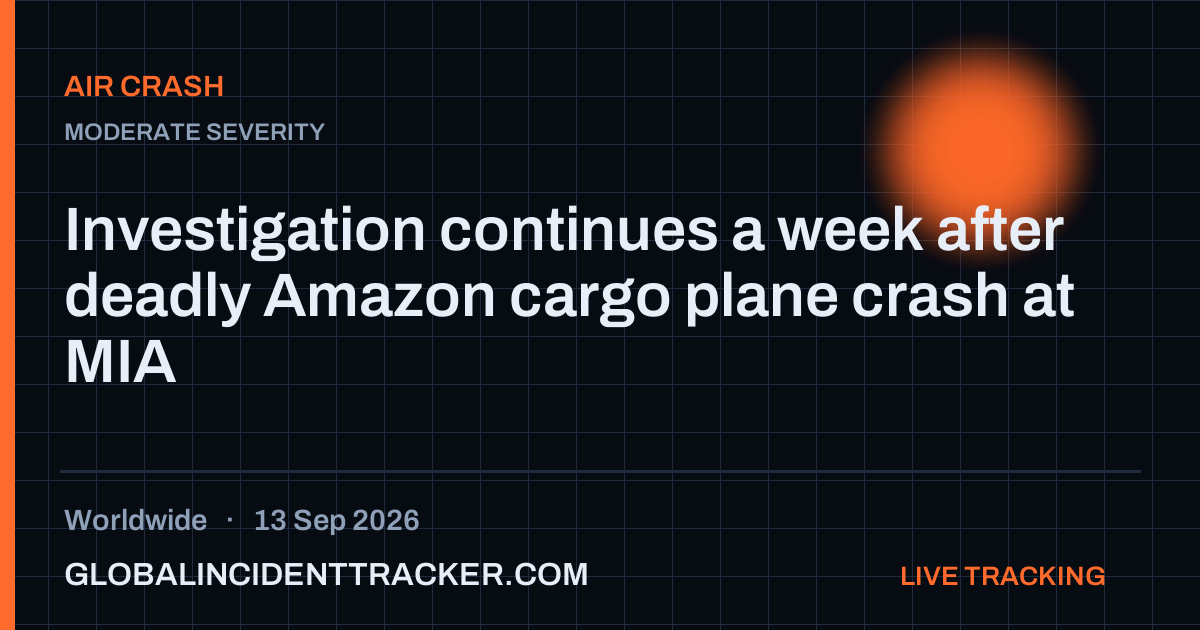 Air Crash incident in worldwide on 13 September 2026 — Global Incident Tracker report card