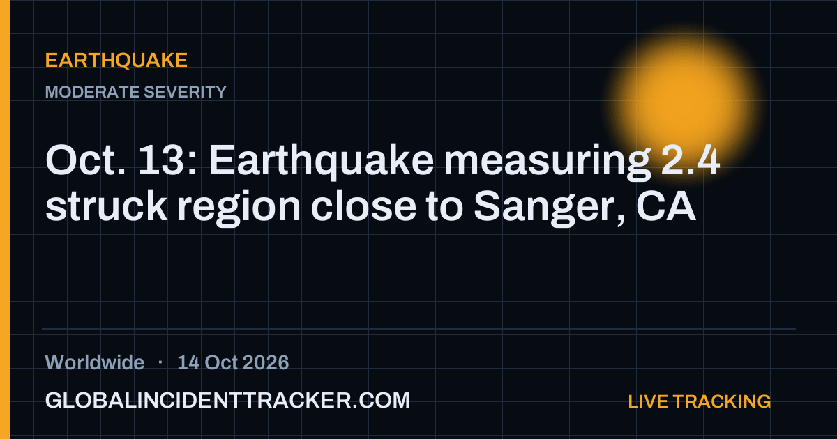 Earthquake incident in worldwide on 14 October 2026 — Global Incident Tracker report card