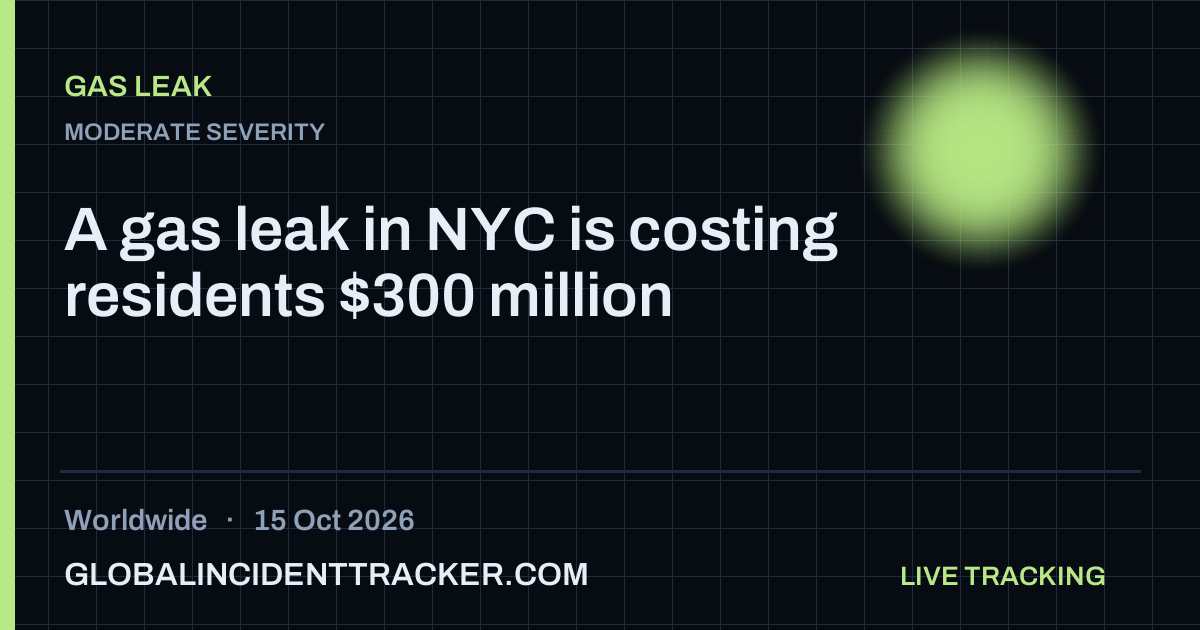 Gas Leak incident in worldwide on 15 October 2026 — Global Incident Tracker report card