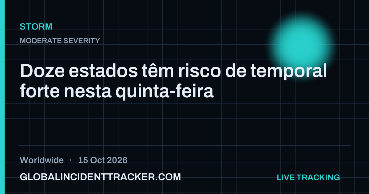 Storm incident in worldwide on 15 October 2026 — Global Incident Tracker report card