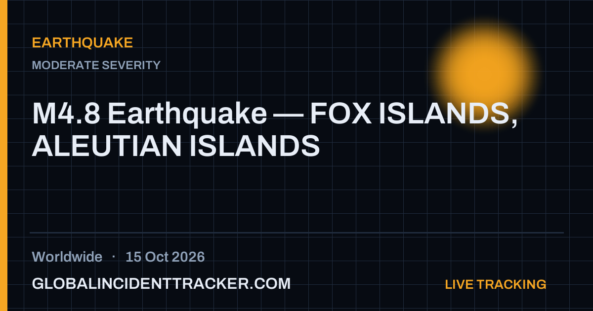 Earthquake incident in worldwide on 15 October 2026 — Global Incident Tracker report card