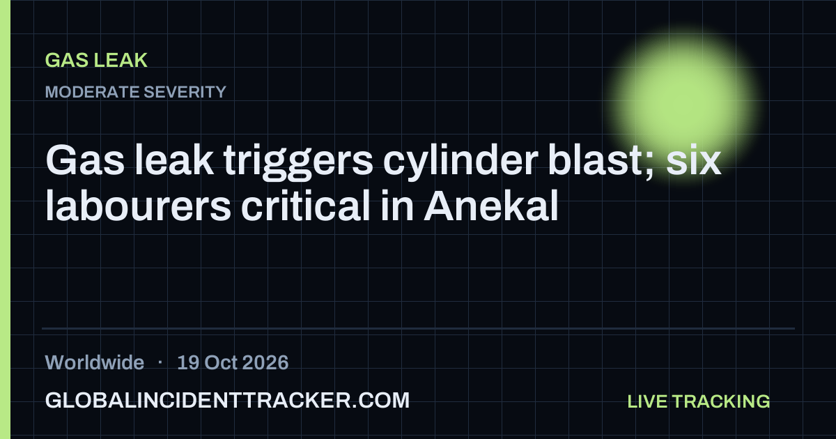 Gas leak triggers cylinder blast; six labourers critical in Anekal — 19 ...