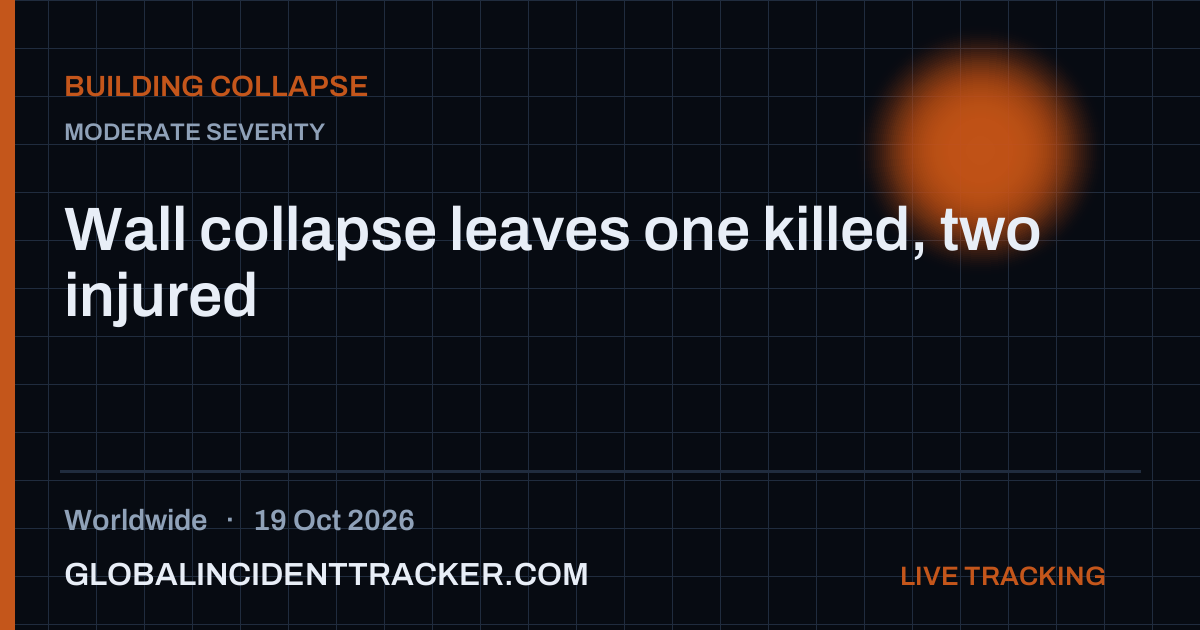 Wall collapse leaves one killed, two injured — 19 October 2026