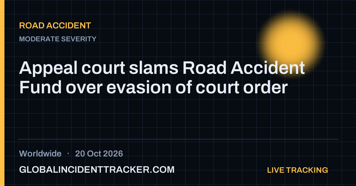 Road Accident incident in worldwide on 20 October 2026 — Global Incident Tracker report card