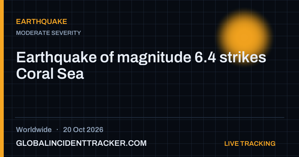 Earthquake incident in worldwide on 20 October 2026 — Global Incident Tracker report card