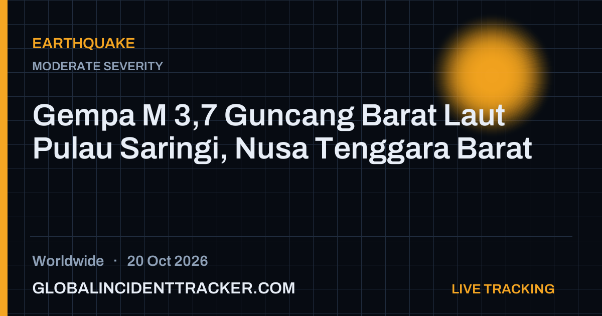 Earthquake incident in worldwide on 20 October 2026 — Global Incident Tracker report card