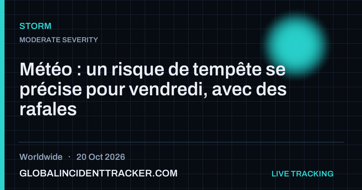 Storm incident in worldwide on 20 October 2026 — Global Incident Tracker report card