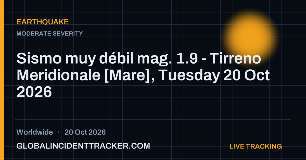 Earthquake incident in worldwide on 20 October 2026 — Global Incident Tracker report card