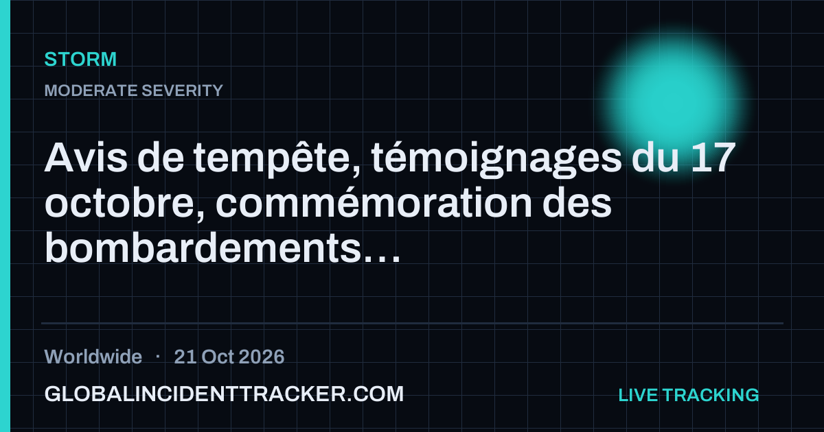 Storm incident in worldwide on 21 October 2026 — Global Incident Tracker report card
