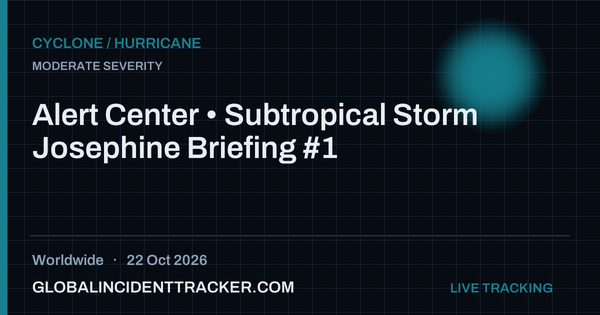 Alert Center • Subtropical Storm Josephine Briefing #1 — 22 October 2026