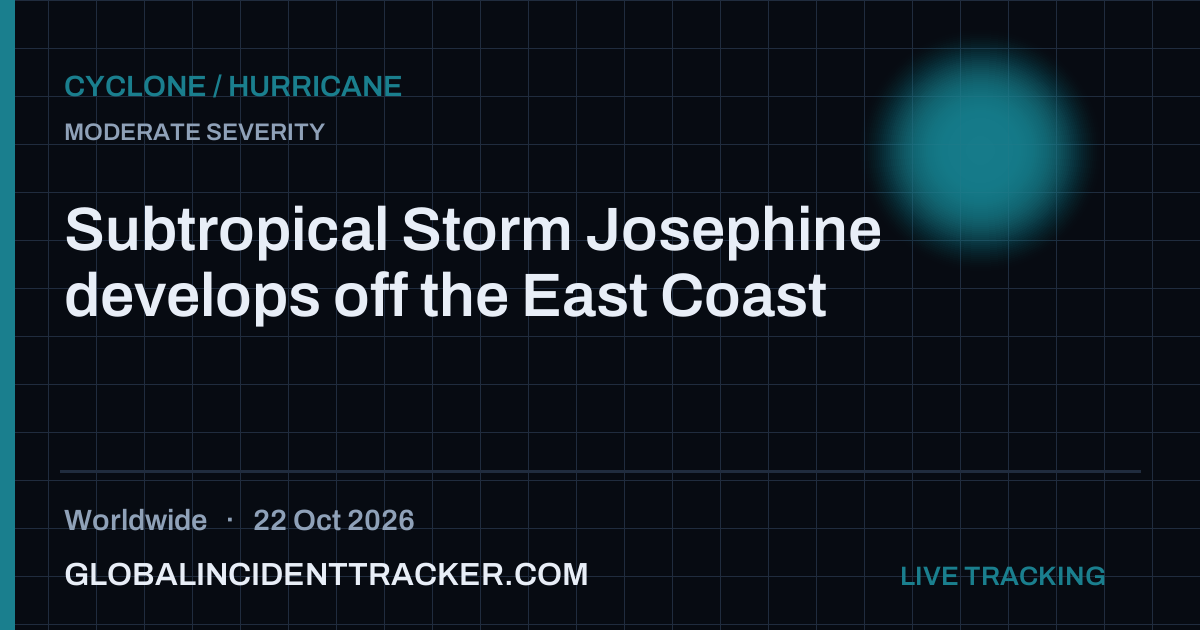 Subtropical Storm Josephine develops off the East Coast — 22 October 2026