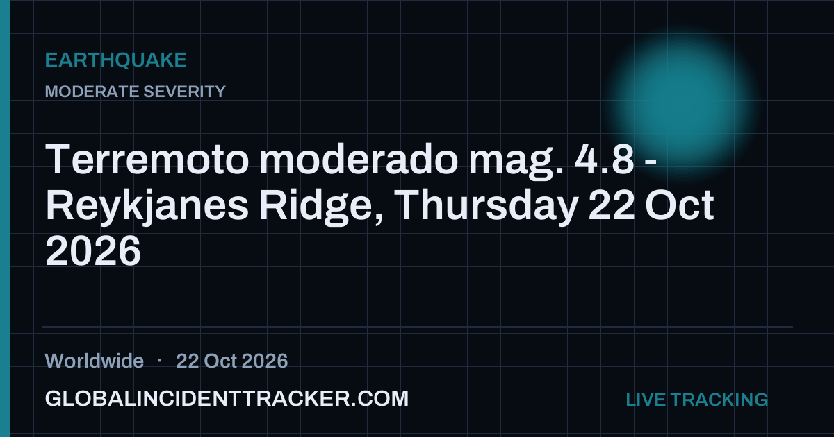 Terremoto moderado mag. 4.8 - Reykjanes Ridge, Thursday 22 Oct 2026 a ...