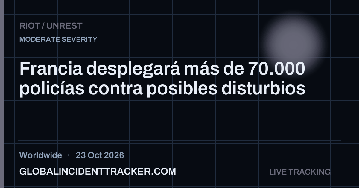 Riot / Unrest incident in worldwide on 23 October 2026 — Global Incident Tracker report card