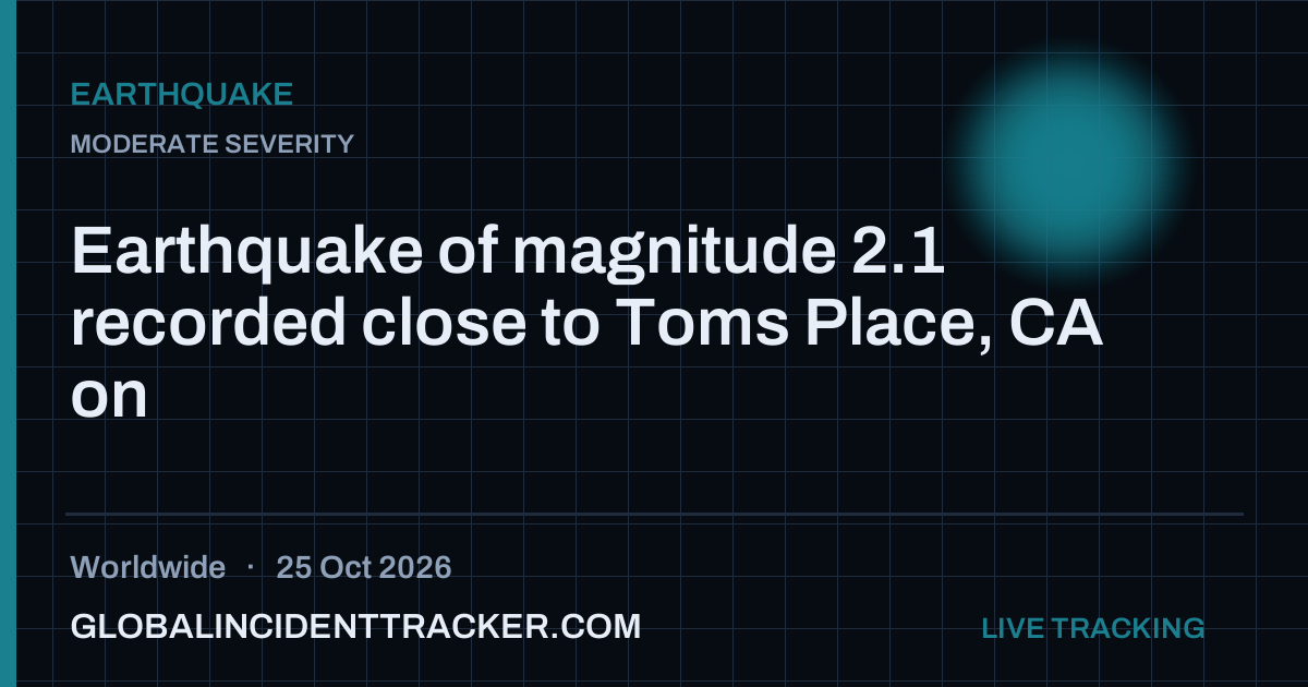 Earthquake incident in worldwide on 25 October 2026 — Global Incident Tracker report card