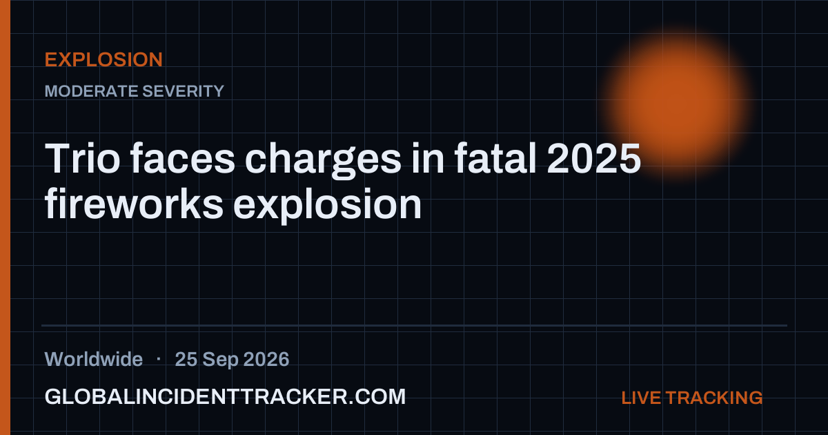 Trio faces charges in fatal 2025 fireworks explosion — 25 September 2026