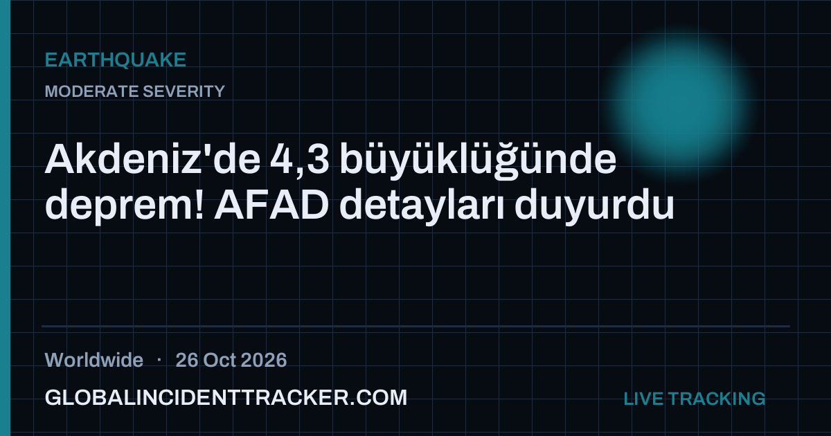 Earthquake incident in worldwide on 26 October 2026 — Global Incident Tracker report card