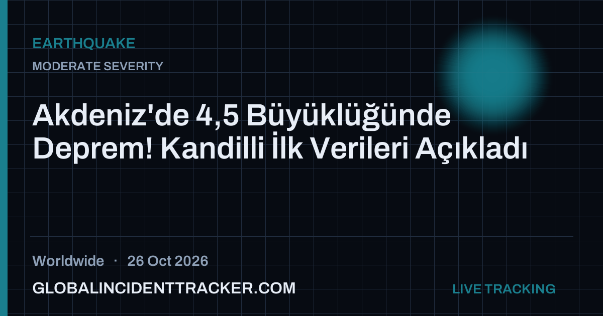 Earthquake incident in worldwide on 26 October 2026 — Global Incident Tracker report card