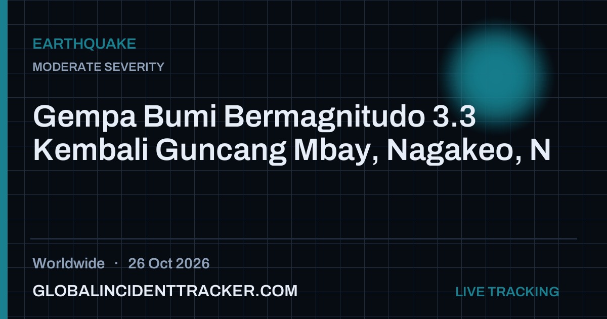 Earthquake incident in worldwide on 26 October 2026 — Global Incident Tracker report card