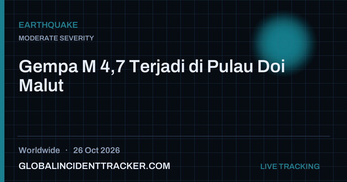 Earthquake incident in worldwide on 26 October 2026 — Global Incident Tracker report card