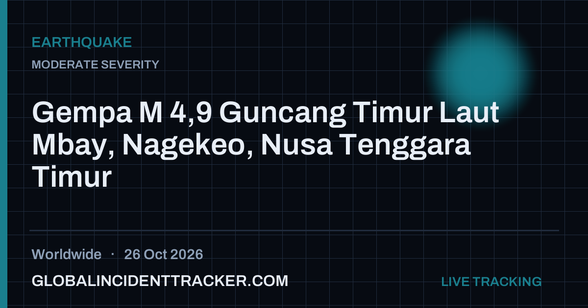Earthquake incident in worldwide on 26 October 2026 — Global Incident Tracker report card