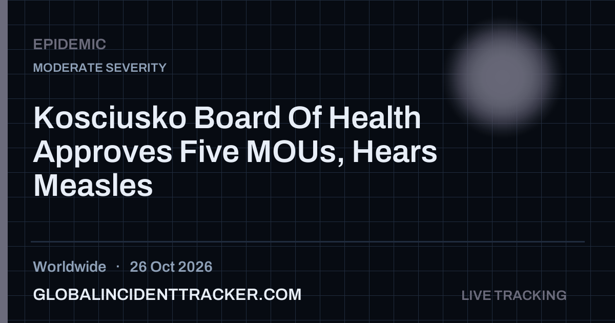 Epidemic incident in worldwide on 26 October 2026 — Global Incident Tracker report card