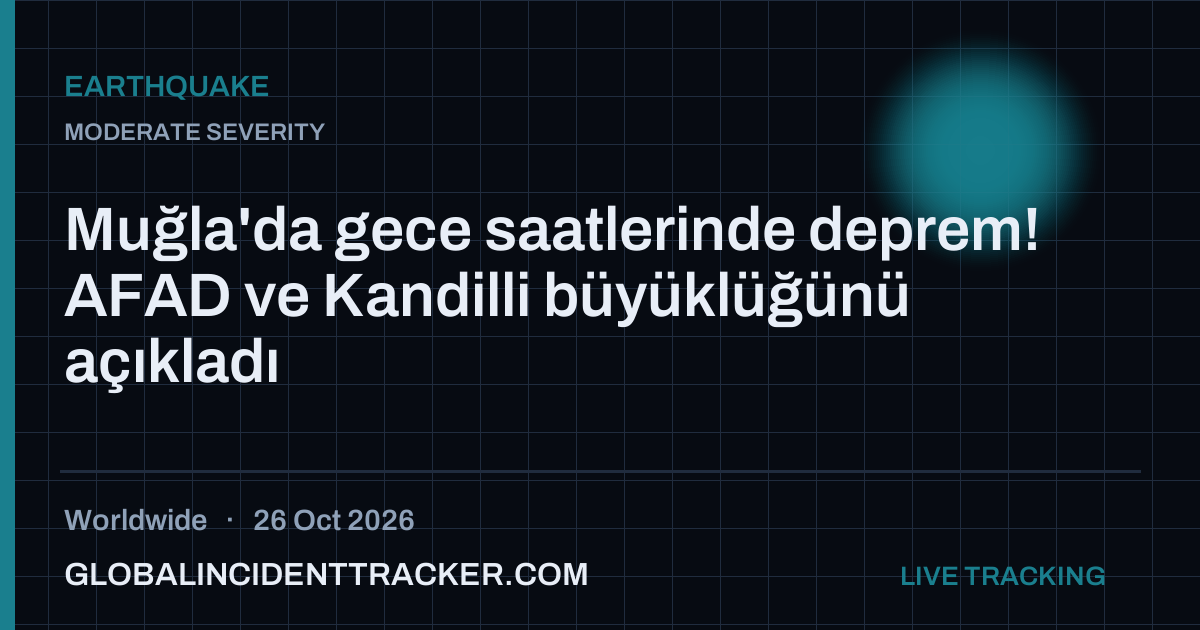 Earthquake incident in worldwide on 26 October 2026 — Global Incident Tracker report card