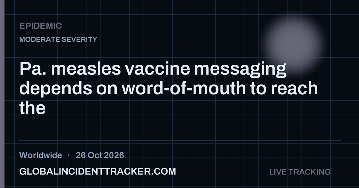 Epidemic incident in worldwide on 26 October 2026 — Global Incident Tracker report card