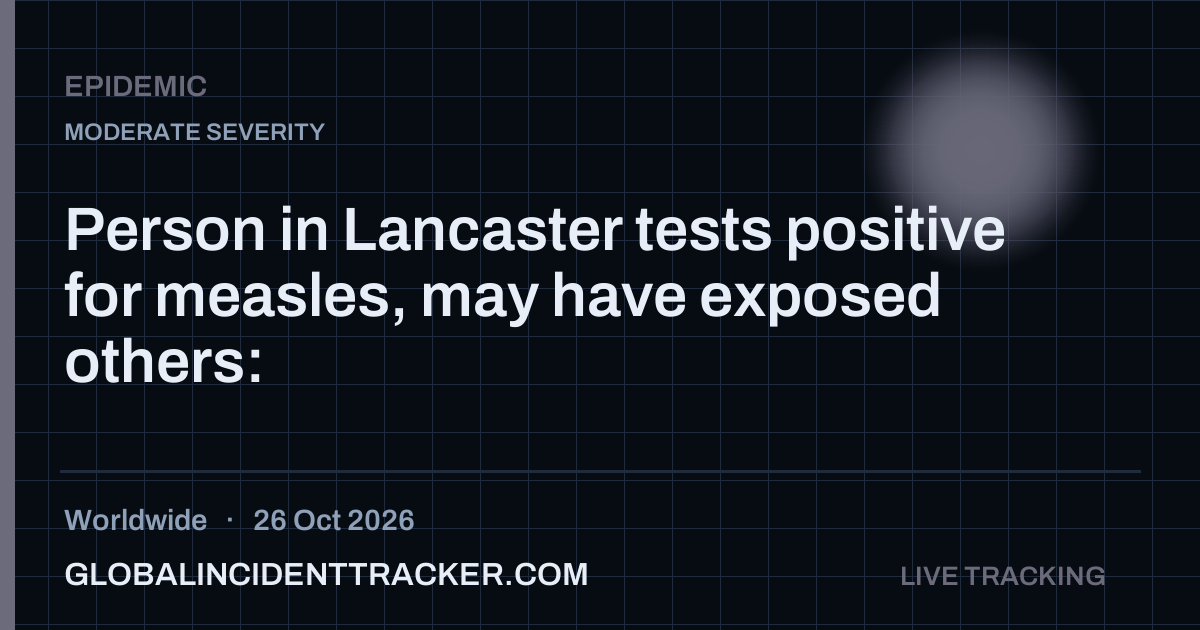 Epidemic incident in worldwide on 26 October 2026 — Global Incident Tracker report card