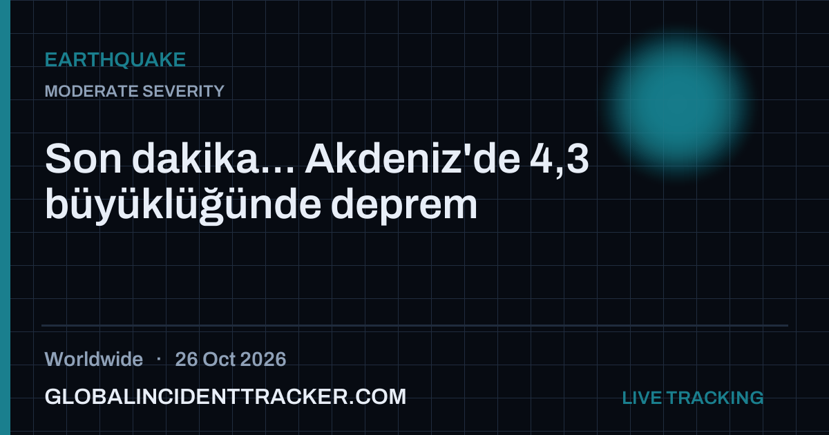 Earthquake incident in worldwide on 26 October 2026 — Global Incident Tracker report card