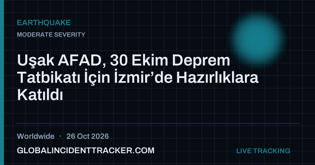 Earthquake incident in worldwide on 26 October 2026 — Global Incident Tracker report card