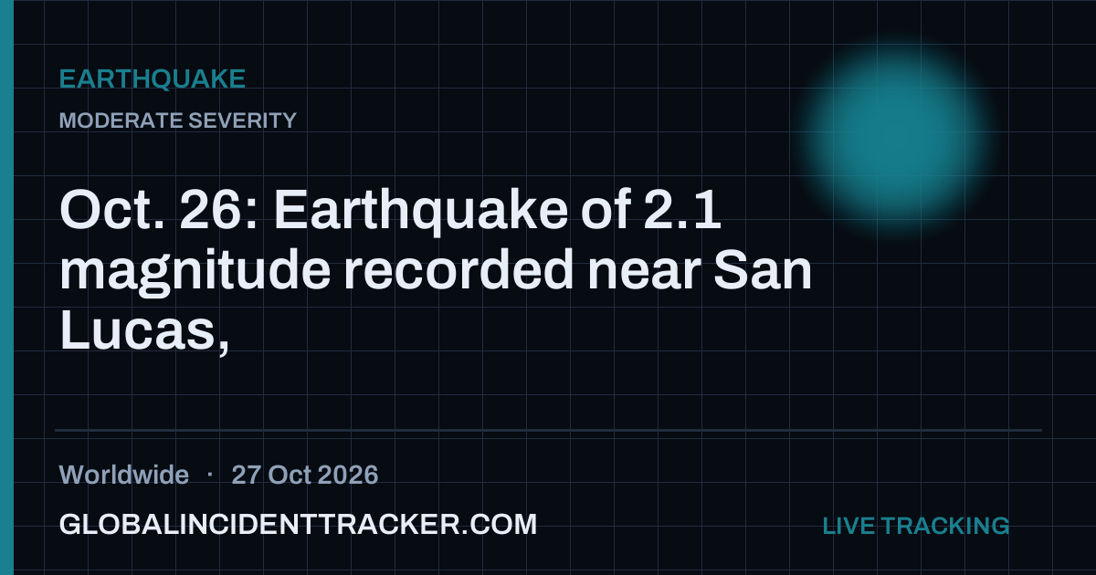 Earthquake incident in worldwide on 27 October 2026 — Global Incident Tracker report card