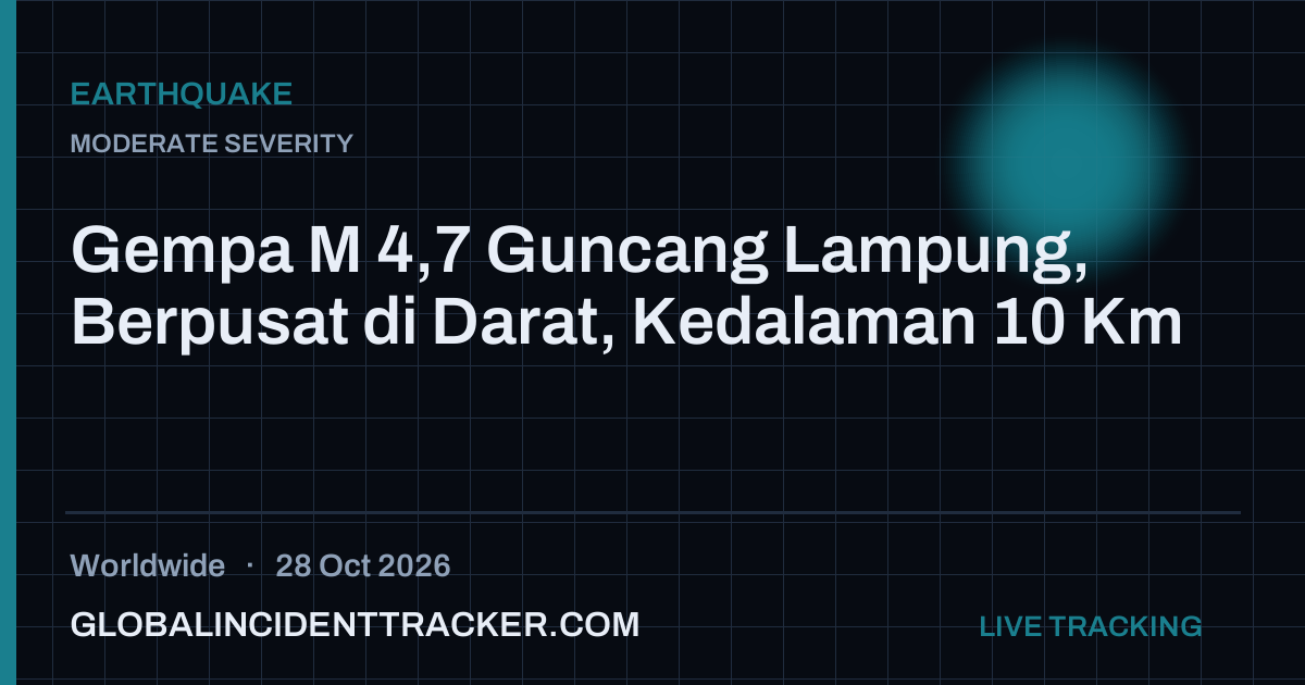 Earthquake incident in worldwide on 28 October 2026 — Global Incident Tracker report card