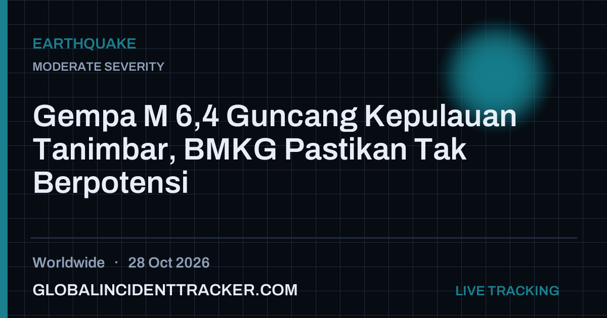 Earthquake incident in worldwide on 28 October 2026 — Global Incident Tracker report card