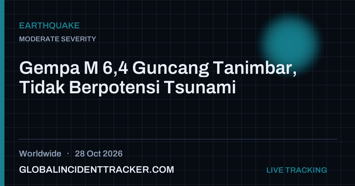 Earthquake incident in worldwide on 28 October 2026 — Global Incident Tracker report card