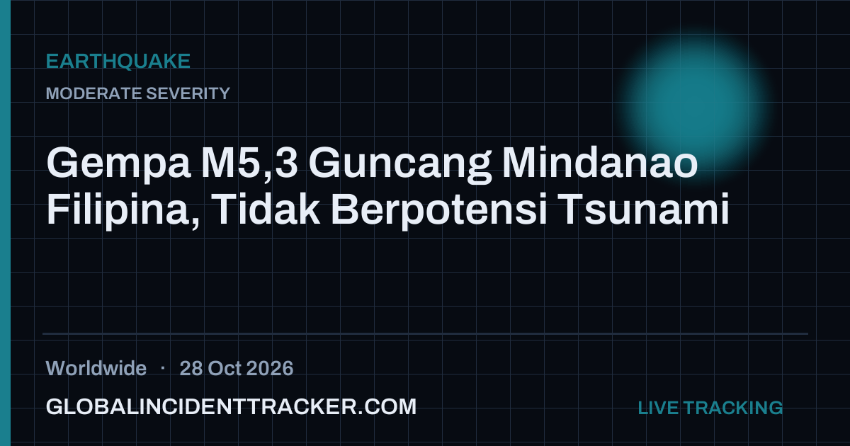 Earthquake incident in worldwide on 28 October 2026 — Global Incident Tracker report card
