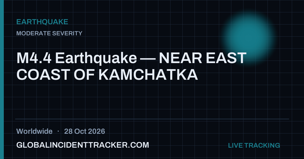Earthquake incident in worldwide on 28 October 2026 — Global Incident Tracker report card