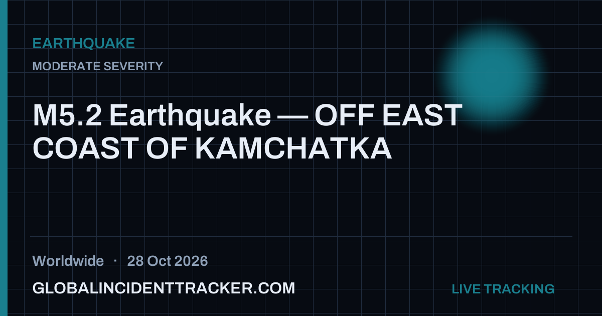Earthquake incident in worldwide on 28 October 2026 — Global Incident Tracker report card