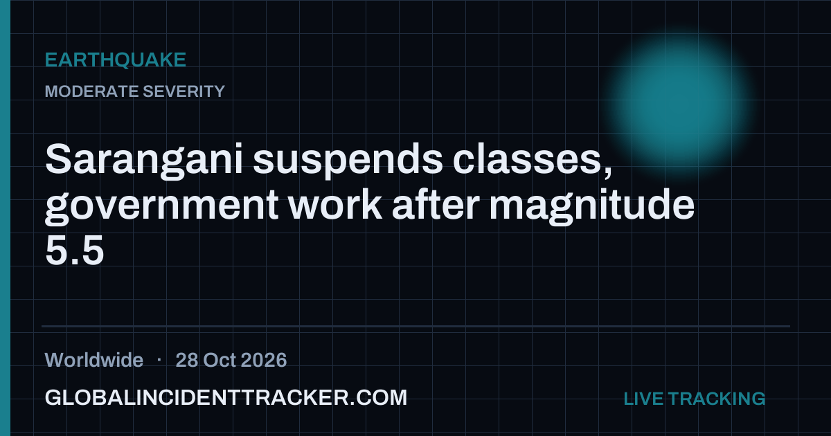 Earthquake incident in worldwide on 28 October 2026 — Global Incident Tracker report card