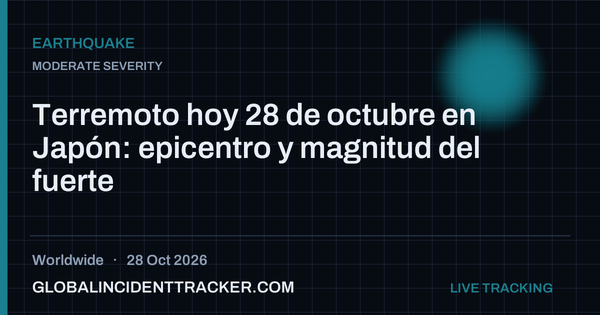 Earthquake incident in worldwide on 28 October 2026 — Global Incident Tracker report card