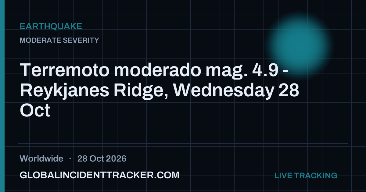 Earthquake incident in worldwide on 28 October 2026 — Global Incident Tracker report card
