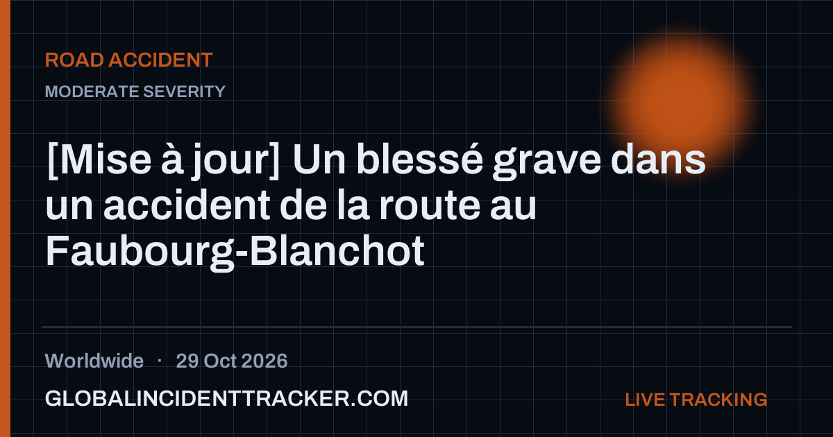 Road Accident incident in worldwide on 29 October 2026 — Global Incident Tracker report card