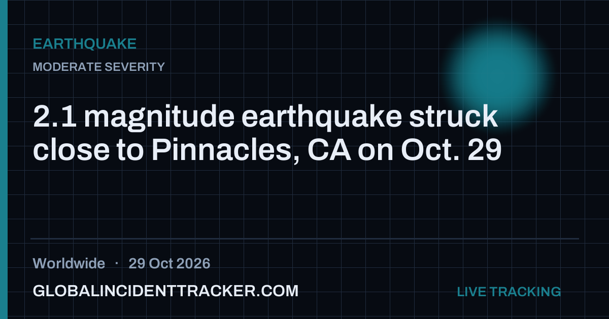 Earthquake incident in worldwide on 29 October 2026 — Global Incident Tracker report card