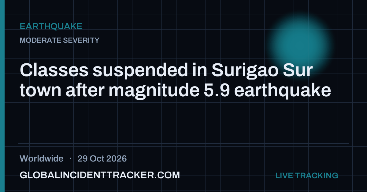 Earthquake incident in worldwide on 29 October 2026 — Global Incident Tracker report card