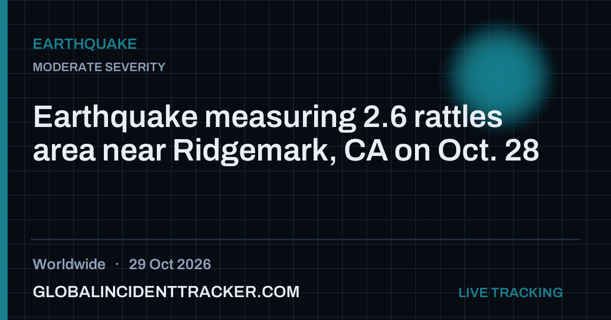 Earthquake incident in worldwide on 29 October 2026 — Global Incident Tracker report card