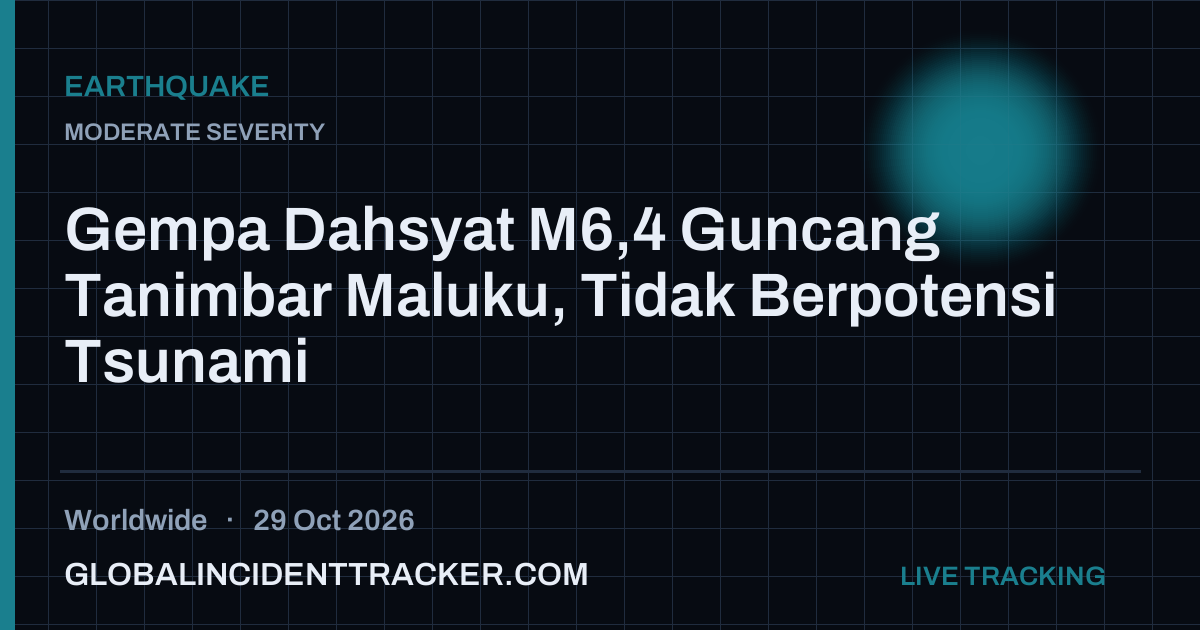 Earthquake incident in worldwide on 29 October 2026 — Global Incident Tracker report card