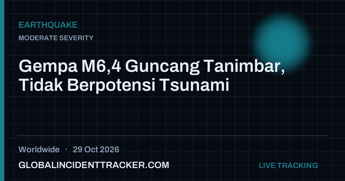 Earthquake incident in worldwide on 29 October 2026 — Global Incident Tracker report card