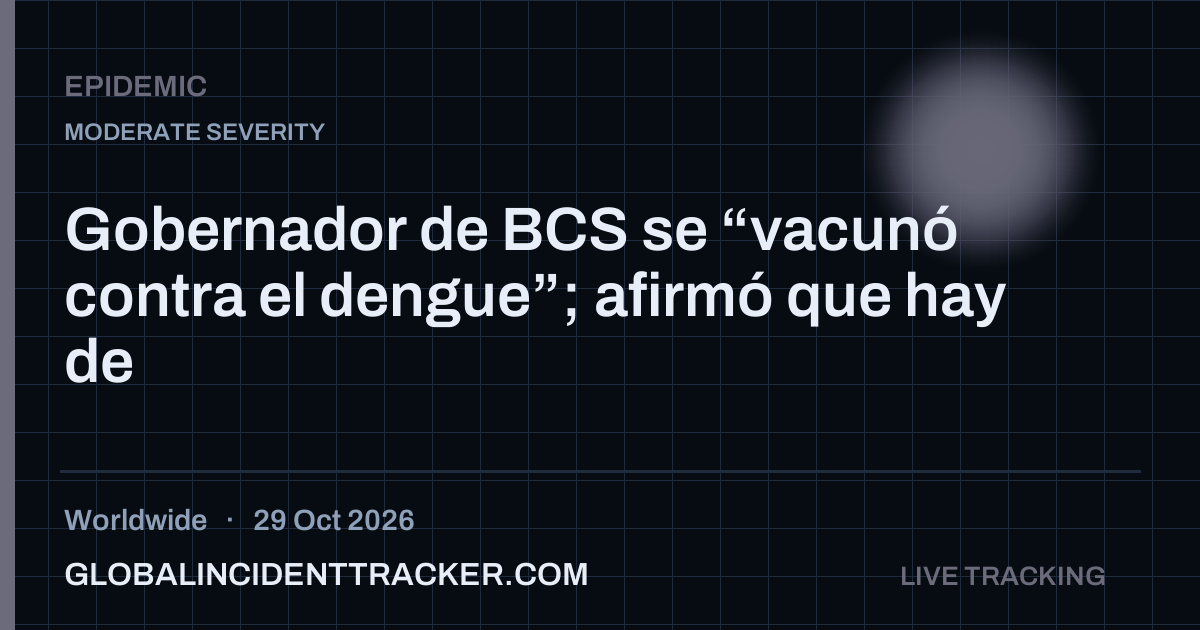Epidemic incident in worldwide on 29 October 2026 — Global Incident Tracker report card