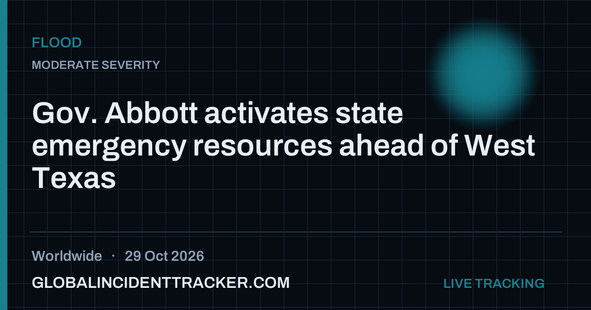 Flood incident in worldwide on 29 October 2026 — Global Incident Tracker report card
