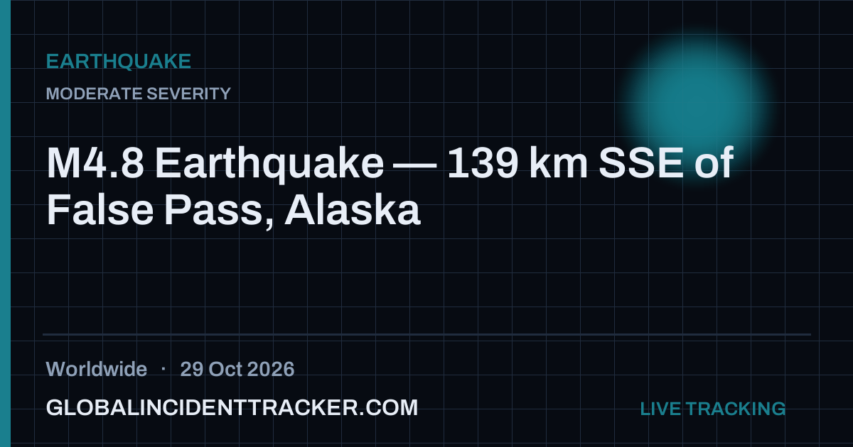 Earthquake incident in worldwide on 29 October 2026 — Global Incident Tracker report card